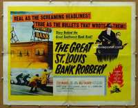 j178 GREAT ST LOUIS BANK ROBBERY half-sheet movie poster '59 Steve McQueen