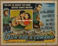 j180 GUN FOR A COWARD half-sheet movie poster '56 Fred MacMurray, Hunter