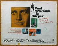 j185 HARPER half-sheet movie poster '66 Paul Newman, Lauren Bacall