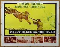 j186 HARRY BLACK & THE TIGER half-sheet movie poster '58 cool tiger image!