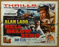 j189 HELL BELOW ZERO style B half-sheet movie poster '54 Alan Ladd i