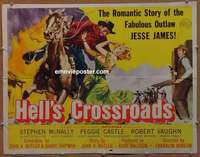 j190 HELL'S CROSSROADS half-sheet movie poster '57 Peggy Castle, Vaughn