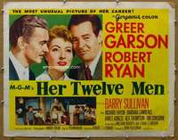 j192 HER TWELVE MEN style A half-sheet movie poster '54 Greer Garson, Ryan