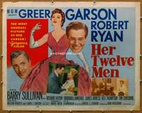 j193 HER TWELVE MEN style B half-sheet movie poster '54 Greer Garson, Ryan