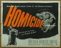 j198 HOMICIDE half-sheet movie poster '49 Robert Douglas, Westcott