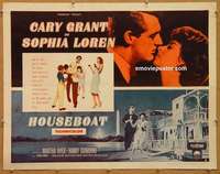 j205 HOUSEBOAT style B half-sheet movie poster '58 Cary Grant, Sophia Loren