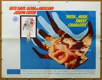 j207 HUSH HUSH SWEET CHARLOTTE half-sheet movie poster '65 Bette Davis