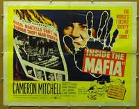 j215 INSIDE THE MAFIA half-sheet movie poster '59 Cameron Mitchell