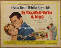 j218 IT STARTED WITH A KISS half-sheet movie poster '59 Ford, Reynolds