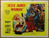 j222 JESSE JAMES' WOMEN half-sheet movie poster '54 classic catfight image!