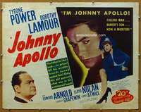 j226 JOHNNY APOLLO half-sheet movie poster R49 Tyrone Power, Lamour