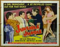 j232 JUVENILE JUNGLE style B half-sheet movie poster '58 jet propelled gang!