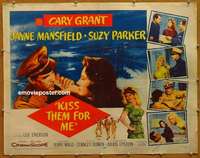 j238 KISS THEM FOR ME half-sheet movie poster '57 Cary Grant, Suzy Parker