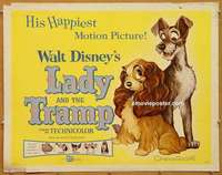 j241 LADY & THE TRAMP half-sheet movie poster R62 Walt Disney classic!