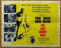 j246 LAST ANGRY MAN style B half-sheet movie poster '59 Paul Muni, Wayne