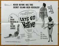 j257 LET'S GO NATIVE half-sheet movie poster '60s nature lovers!