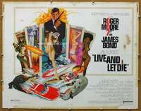 j265 LIVE & LET DIE west hemi half-sheet movie poster '73 Moore as Bond!