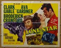 j270 LONE STAR style A half-sheet movie poster '51 Clark Gable