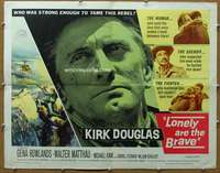 j273 LONELY ARE THE BRAVE half-sheet movie poster '62 Kirk Douglas classic!