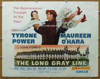 j274 LONG GRAY LINE style B half-sheet movie poster '54 Tyrone Power, O'Hara