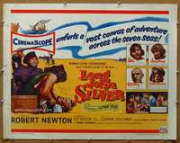 j275 LONG JOHN SILVER half-sheet movie poster '54 Robert Newton, pirates!