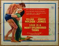 j276 LOVE IS A MANY-SPLENDORED THING half-sheet movie poster '55 Holden