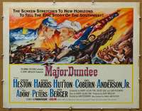 j282 MAJOR DUNDEE half-sheet movie poster '65 Peckinpah, Charlton Heston