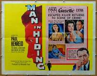 j285 MAN IN HIDING half-sheet movie poster '53 film noir, Paul Henreid