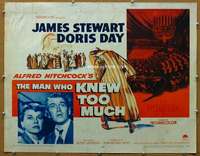 j542 MAN WHO KNEW TOO MUCH half-sheet movie poster '56 Jimmy Stewart