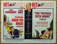 j552 TROUBLE WITH HARRY/MAN WHO KNEW TOO MUCH half-sheet movie poster '63