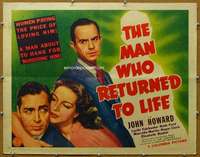 j286 MAN WHO RETURNED TO LIFE half-sheet movie poster '42 John Howard