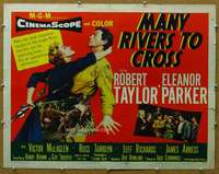 j288 MANY RIVERS TO CROSS style A half-sheet movie poster '55 Robert Taylor