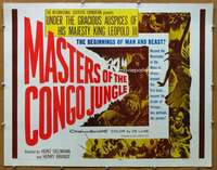 j293 MASTERS OF THE CONGO JUNGLE half-sheet movie poster '60 Africa!
