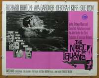 j312 NIGHT OF THE IGUANA half-sheet movie poster '64 Burton, Gardner, Lyon