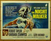j315 NIGHT WALKER half-sheet movie poster '65 Robert Taylor, Stanwyck