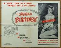 j318 NUDIST PARADISE half-sheet movie poster '58 Nature's Paradise!
