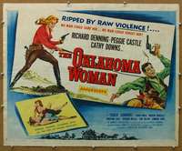j322 OKLAHOMA WOMAN half-sheet movie poster '56 AIP western bad girl!