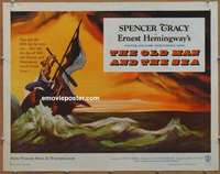 j323 OLD MAN & THE SEA half-sheet movie poster '58 Spencer Tracy, Hemingway