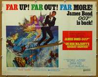 j324 ON HER MAJESTY'S SECRET SERVICE half-sheet movie poster '70 James Bond