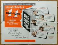 j328 ONE PLUS ONE half-sheet movie poster '61 exploring the Kinsey Report!