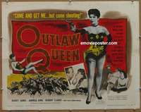 j330 OUTLAW QUEEN half-sheet movie poster '57 sexy Andrea King w/gun!