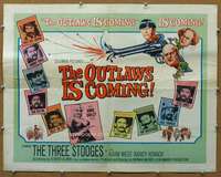 j333 OUTLAWS IS COMING half-sheet movie poster '65 The Three Stooges!
