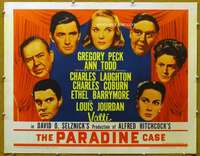 j522 PARADINE CASE half-sheet movie poster R56 Alfred Hitchcock, Peck, Todd