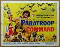 j338 PARATROOP COMMAND half-sheet movie poster '59 AIP, WWII sky-diving!