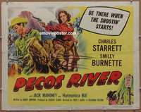 j341 PECOS RIVER half-sheet movie poster '51 Charles Starrett, Smiley