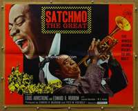 j388 SATCHMO THE GREAT half-sheet movie poster '57 Louis Armstrong bio!