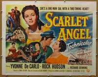 j393 SCARLET ANGEL half-sheet movie poster '52 Rock Hudson, Yvonne DeCarlo