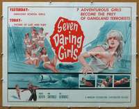 j394 SEVEN DARING GIRLS half-sheet movie poster '62 used to be innocent!