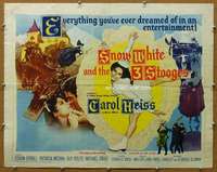 j407 SNOW WHITE & THE THREE STOOGES half-sheet movie poster '61 Heiss