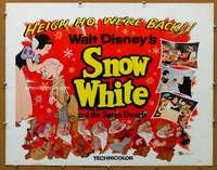 j406 SNOW WHITE & THE SEVEN DWARFS half-sheet movie poster R58 Disney classic!